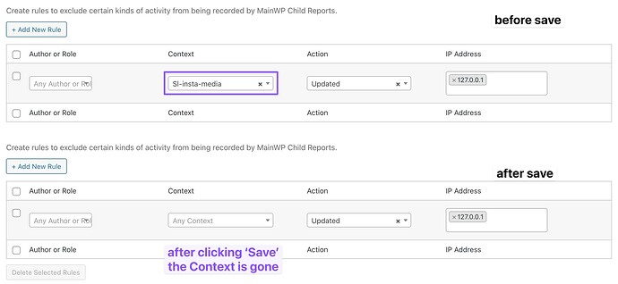 MainWP Child Report settings